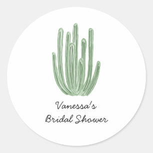Sticker Rond Baptême Thématique Cactus Tuyau d'Orgue Aquarelle