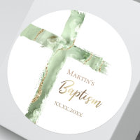 Baptême vert agate Sainte Croix