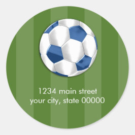 Sticker Rond Bar Mitzvah Bleu et Bal de Football Blanc
