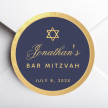 Bar Mitzvah Bleu Nuit Faux Or Écriture Élégante