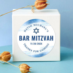 Sticker Rond Bar Mitzvah Bold Moderne Marine Typographie Blue F