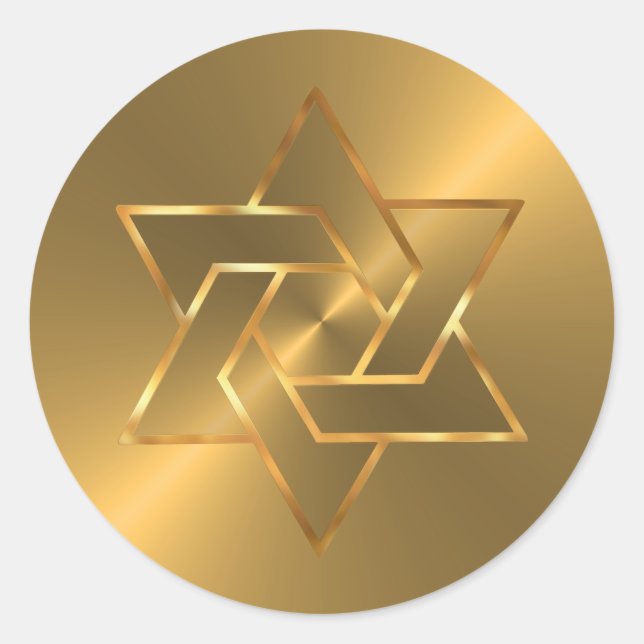 Sticker Rond Bar Mitzvah Gold Star de David sur Or (Devant)