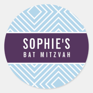 Sticker Rond BAR MITZVAH simple moderne géométrique aubergine b