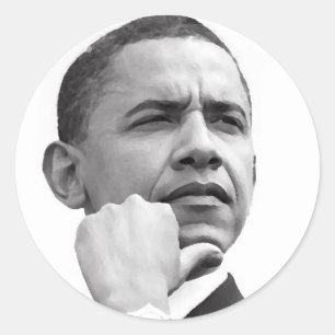 STICKER ROND BARACK OBAMA, 44E PRÉSIDENT DES ÉTATS-UNIS