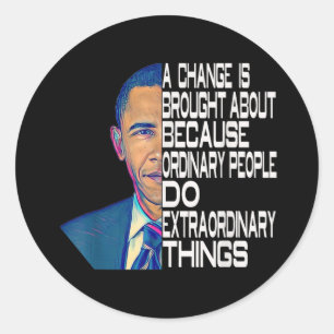 Sticker Rond Barack Obama 44ème Président des Etats-Unis Citati