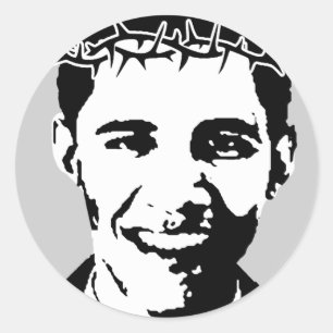 Sticker Rond Barack Obama comme Jésus
