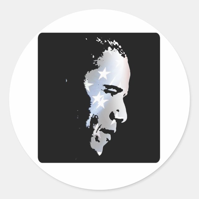 Sticker Rond Barack Obama Face (Devant)