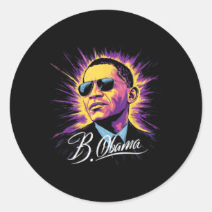Sticker Rond Barack Obama Président Portrait Patriotique