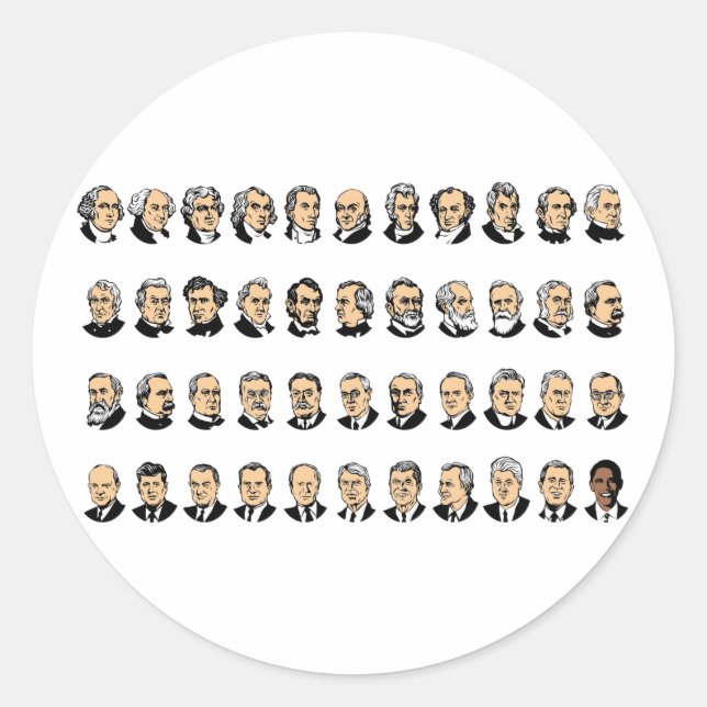 Sticker Rond Barack Obama - Présidents Des États-Unis (Devant)