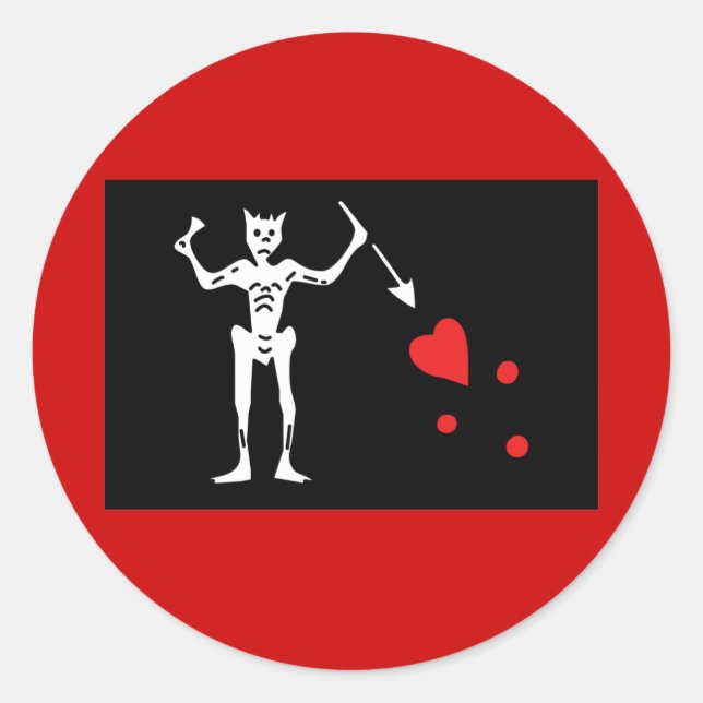 Sticker Rond Barbe noire Pirate FLag (Devant)