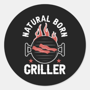 Sticker Rond Barbecue Barbecue Grillmaster Natural Born Griller