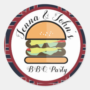 Sticker Rond Barbecue Bébé Q Fête d'anniversaire Baby Shower