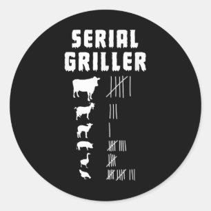 Sticker Rond Barbecue de remplissage de barbecue amusant - Gri 