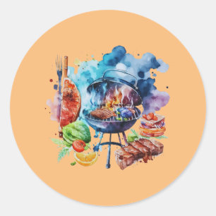 Sticker Rond Barbecue et grill
