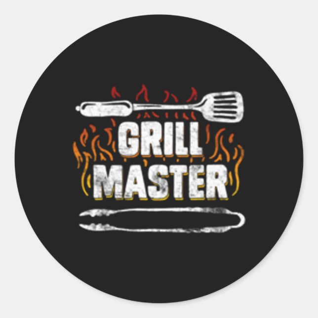 Sticker Rond Barbecue Grill Master Barbecue Grill Fête des père (Devant)