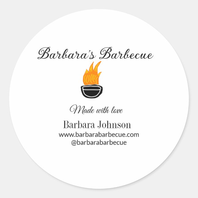 Sticker Rond Barbecue restaurant cuisine médias sociaux site we (Devant)
