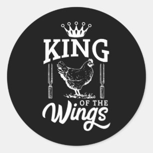 Sticker Rond Barbecue Roi Des Ailes Drôle Poulet Barbecue
