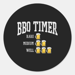 Sticker Rond Barbecue Timer Funny Grill Chef Grill Cuisine Bièr