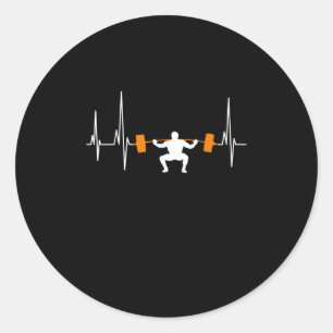 Sticker Rond Barbell Weightlifting Heartbeat Bodybuilding