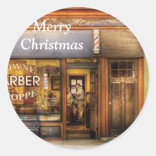 Sticker Rond Barber - Salon de coiffure Towne