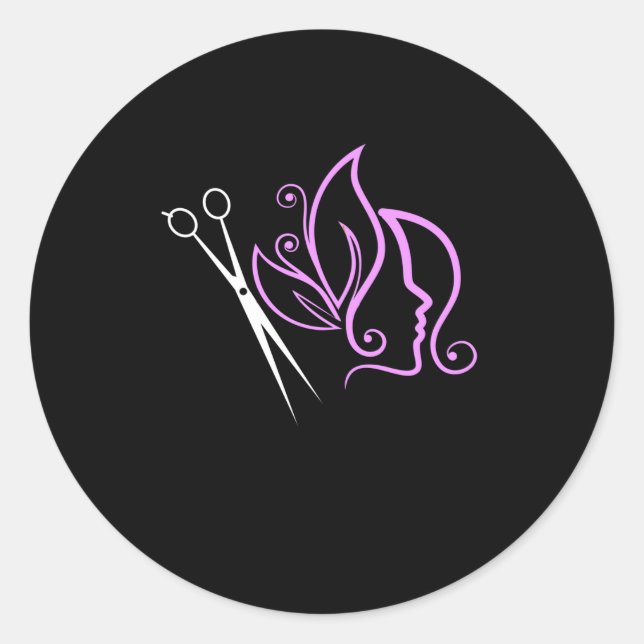 Sticker Rond Barber Shop Beauté Salon Coiffeur Fée (Devant)