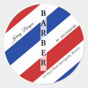 Sticker Rond Barber Shop Pole Coiffeur professionnel moderne