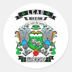 Sticker Rond Barbershop Armoiries en plomb