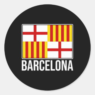 Sticker Rond Barcelone Espagne Ville Drapeau Catalogne