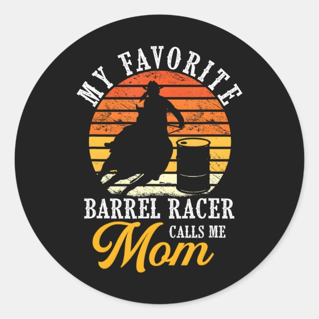 Sticker Rond Baril Racing Fille Horse Barrel Racing (Devant)