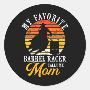 Sticker Rond Baril Racing Fille Horse Barrel Racing
