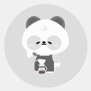 Sticker Rond Barista Panda Mignon