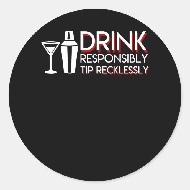 Sticker Rond Barman Boire De Façon Responsable Conseils Imprude (Devant)