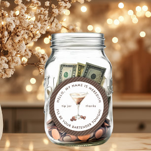 Sticker Rond Barman Pot à Pourboire pour Martini Espresso