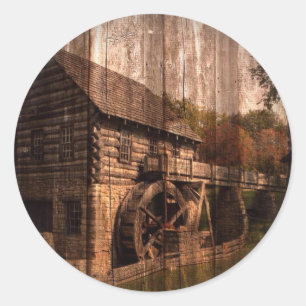 Sticker Rond Barn Wood farmhouse mill water wheel