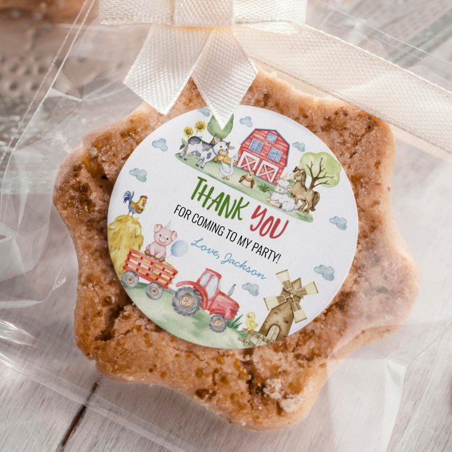 Sticker Rond Barnyard Farm Animals Birthday (Créateur téléchargé)