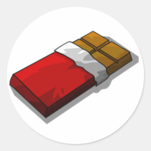 Sticker Rond Barre de chocolat en rouge Wrapper