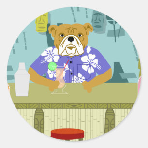 Sticker Rond Barre de Tiki de bouledogue