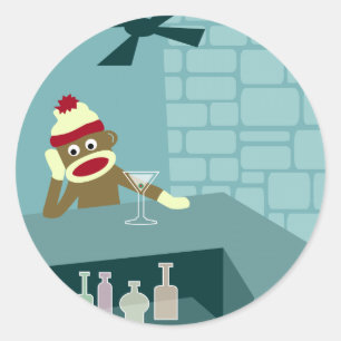 Sticker Rond Barre Martini Monkey