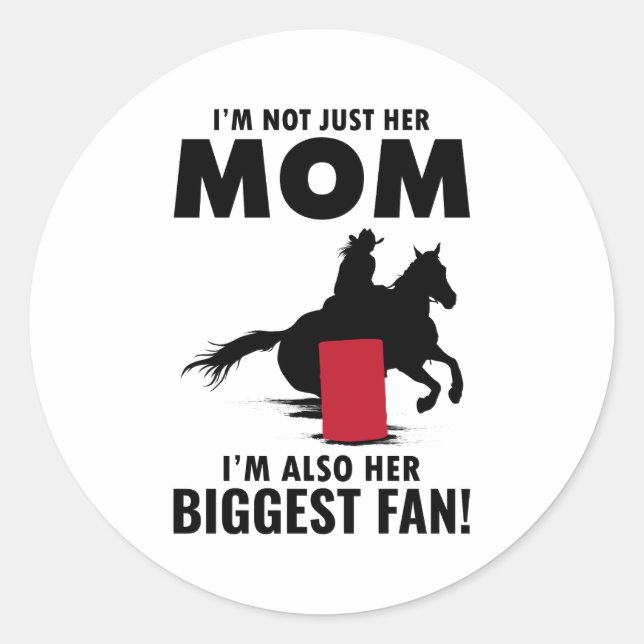 Sticker Rond Barrel Racer Rodéo Course Cheval équitation Maman (Devant)