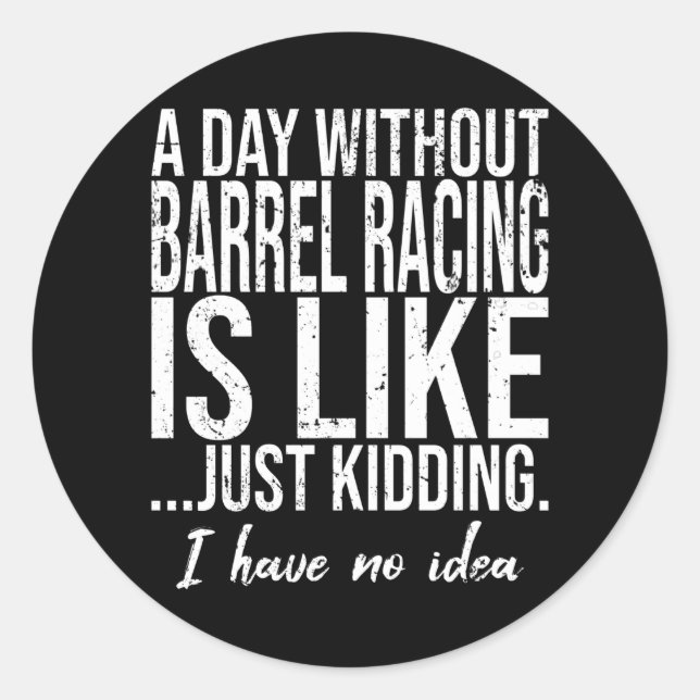 Sticker Rond Barrel Racing drôle cadeau sport (Devant)