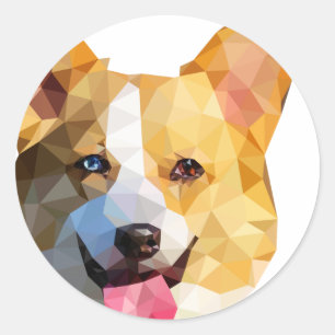 Sticker Rond Bas poly art de corgi