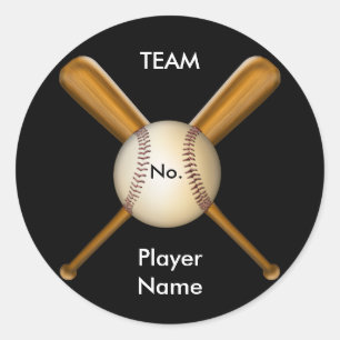 Sticker Rond Base-ball et battes croisées personnalisables