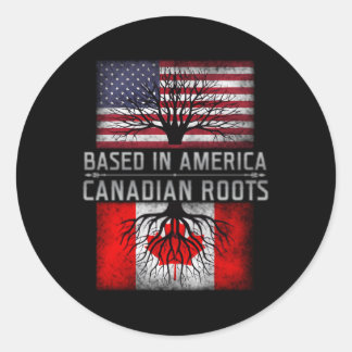Sticker Rond Basé En Amérique Racines Canadiennes Américaines C