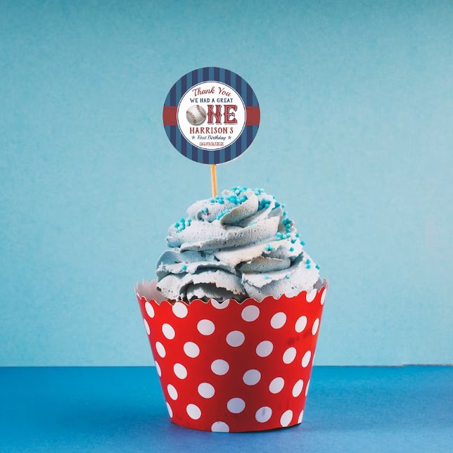 Sticker Rond Baseball 1er anniversaire Favoriser (Créateur téléchargé)