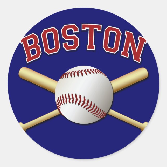 STICKER ROND BASEBALL BOSTON (Devant)