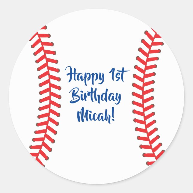 Sticker Rond Baseball Cute Sports 1ère fête d'anniversaire (Devant)