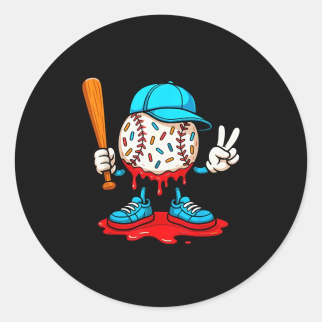 Sticker Rond Baseball Drip pour garçons Glace Drip Baseball  (Devant)