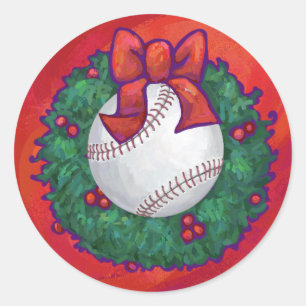 Sticker Rond Baseball en couronne rouge