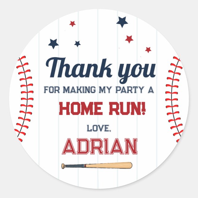 Sticker Rond Baseball Favoriser Merci Anniversaire (Devant)