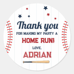 Sticker Rond Baseball Favoriser Merci Anniversaire
